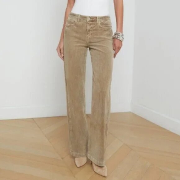 NEW L’AGENCE Scottie Corduroy Wide Leg Jeans Barrel Beige Size 28 - Picture 5 of 11